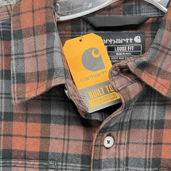 Carhartt Loose Fit Heavyweight Flannel Long-Sleeve Plaid Shirt  Size Medium - Picture 2 of 4
